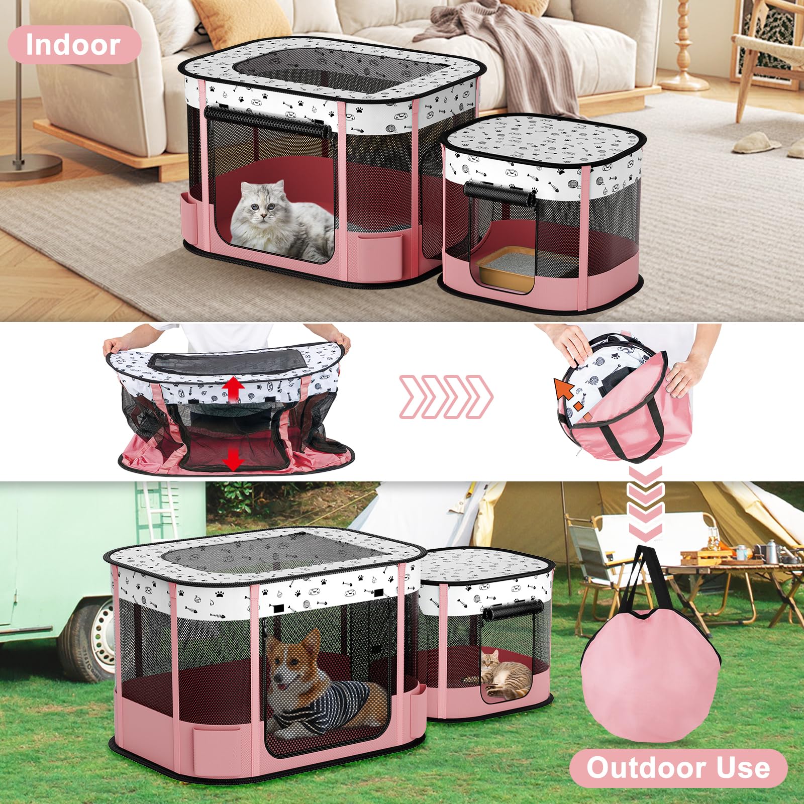 DESSELL large playpen measures 32x24x22 inches for cats and small dogs