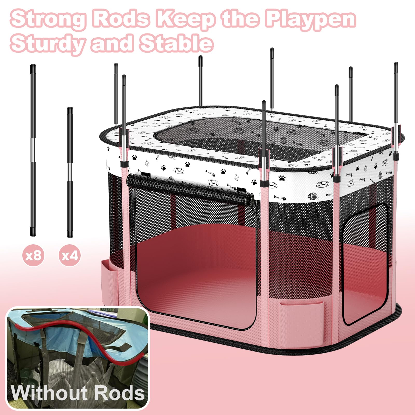 DESSELL foldable playpen with carry bag for easy outdoor travel