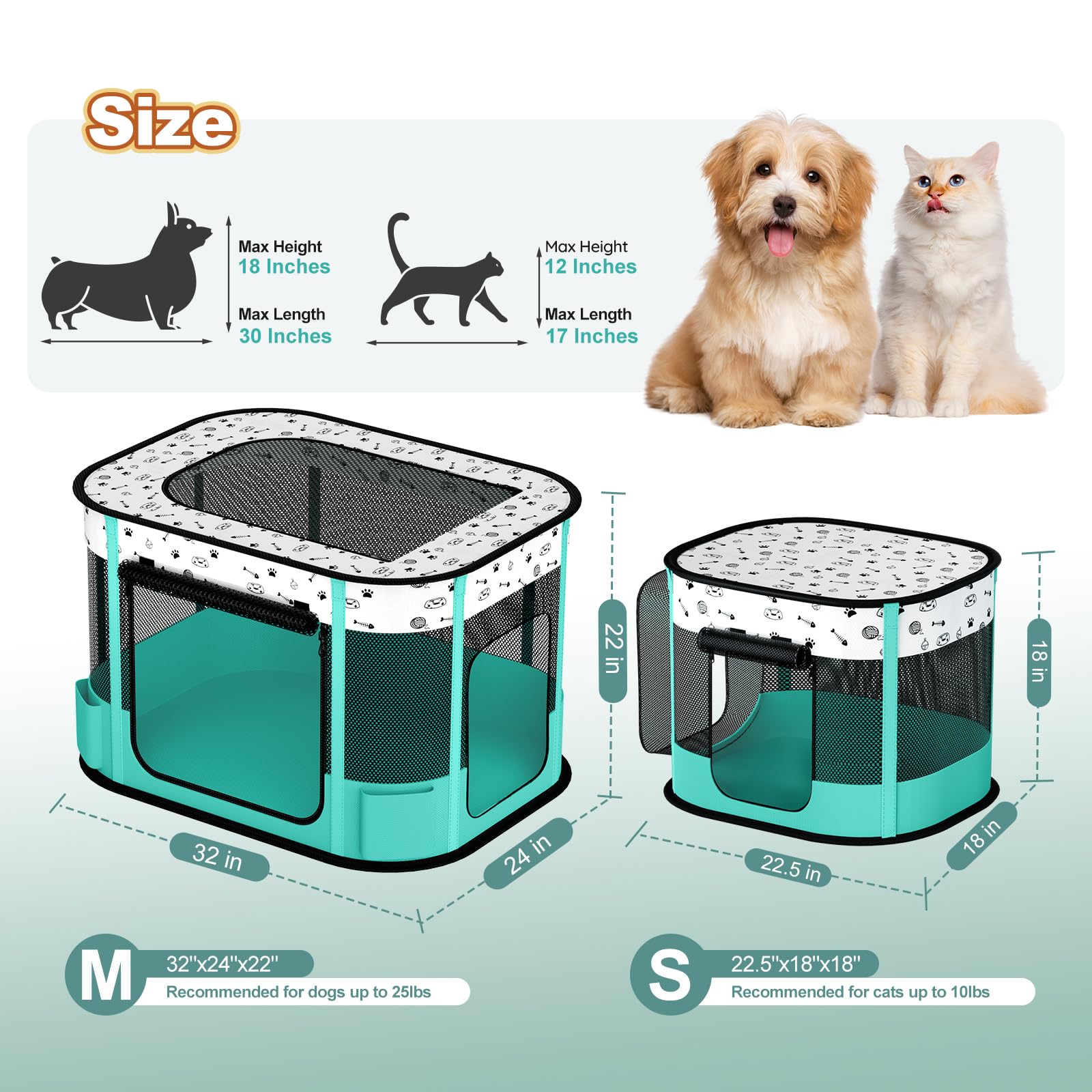 DESELL small playpen measures 22.5 x 18 x 18 inches for compact setups.