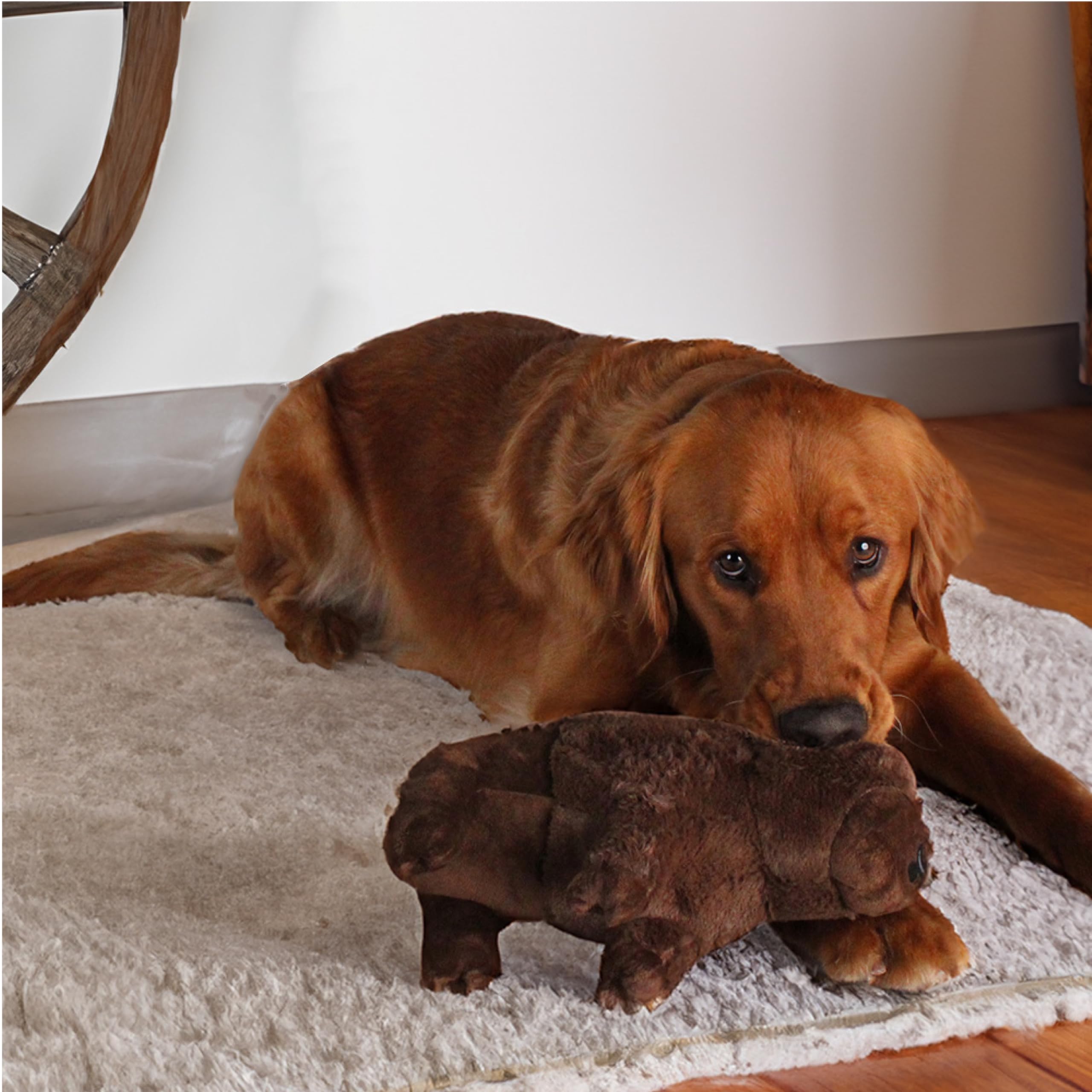 design LAB bison plush toy closeup fabric highlighting soft, durable material.