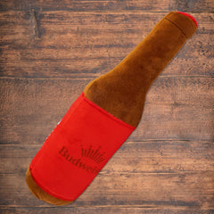 design LAB Budweiser beer dog toy, squeaker closeup, boosts interactive play and curiosity.