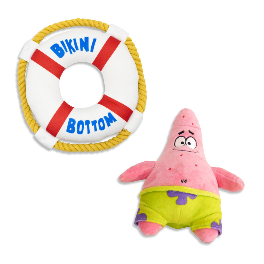 design LAB Spongebob life preserver plush for tug and cuddle play.