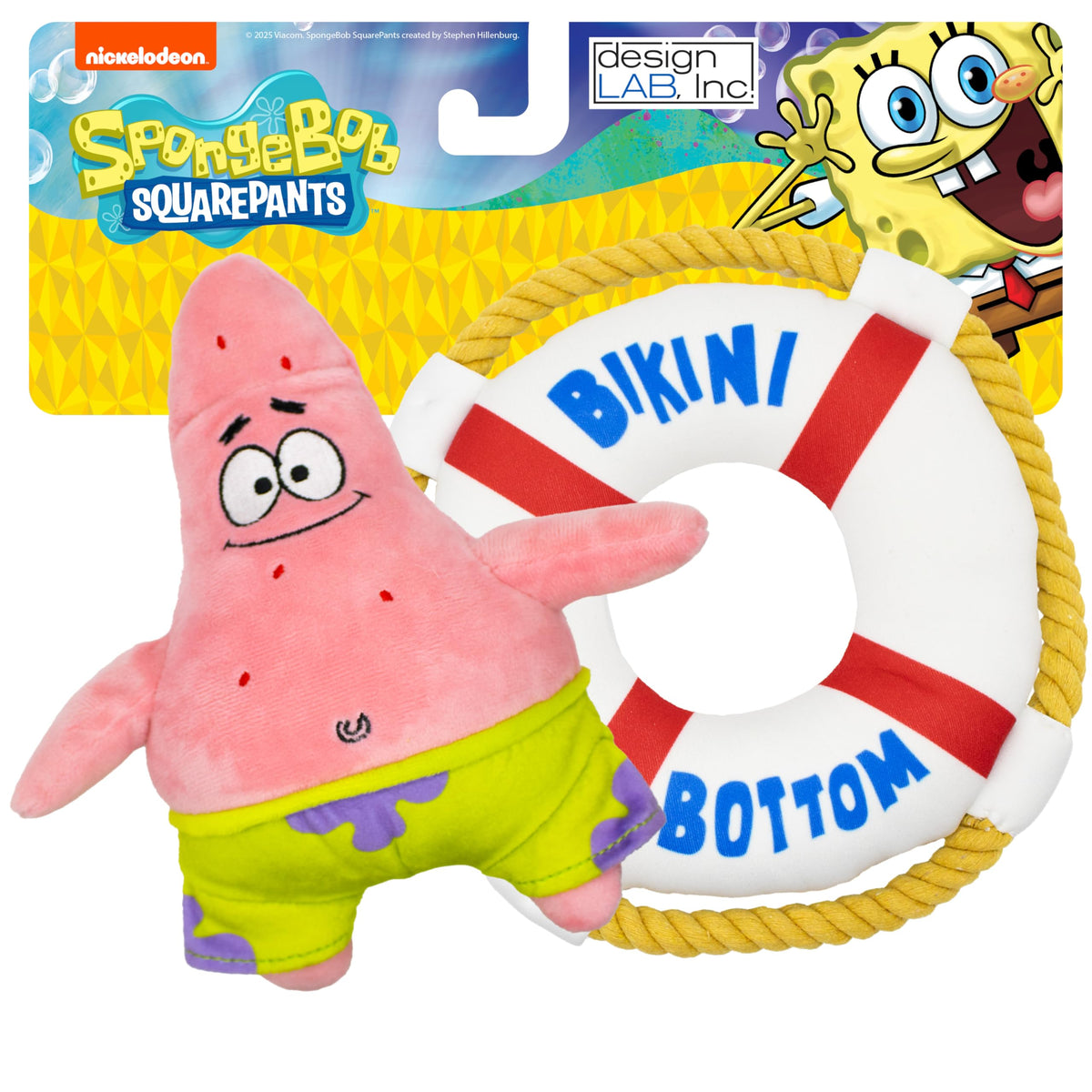 design LAB Spongebob Patrick starfish plush for playful fetch sessions.