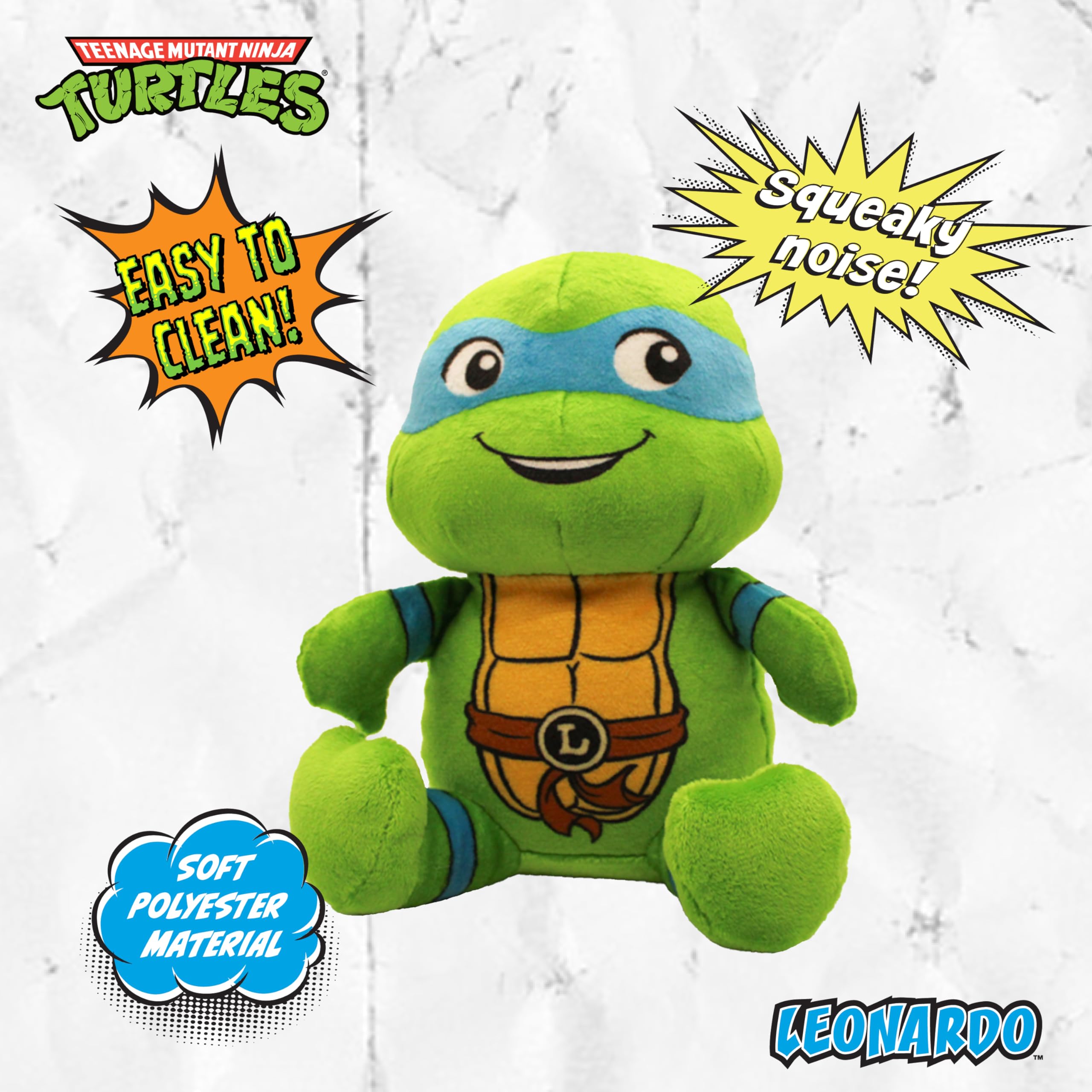 design LAB TMNT Michelangelo plush dog toy with squeaker for fetch fun