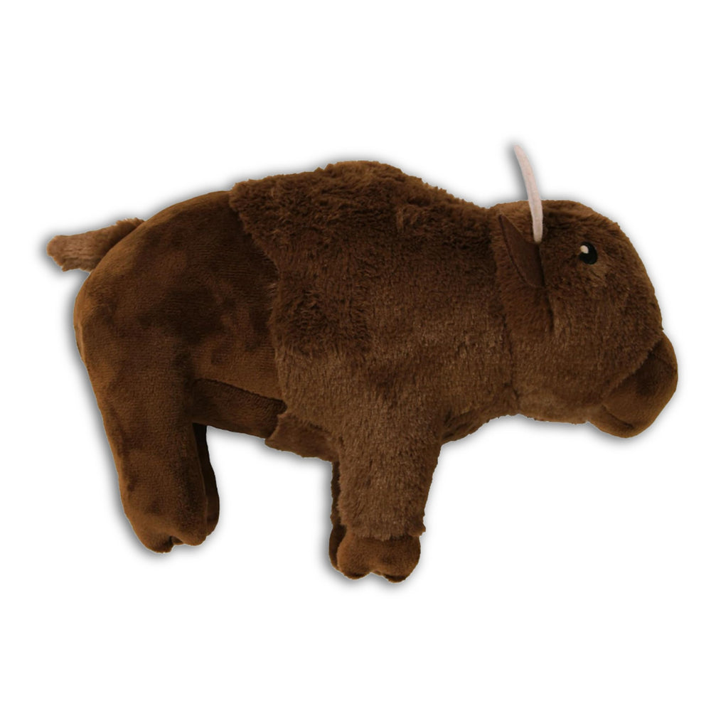 design LAB Yellowstone bison plush toy front view for durable dog play.