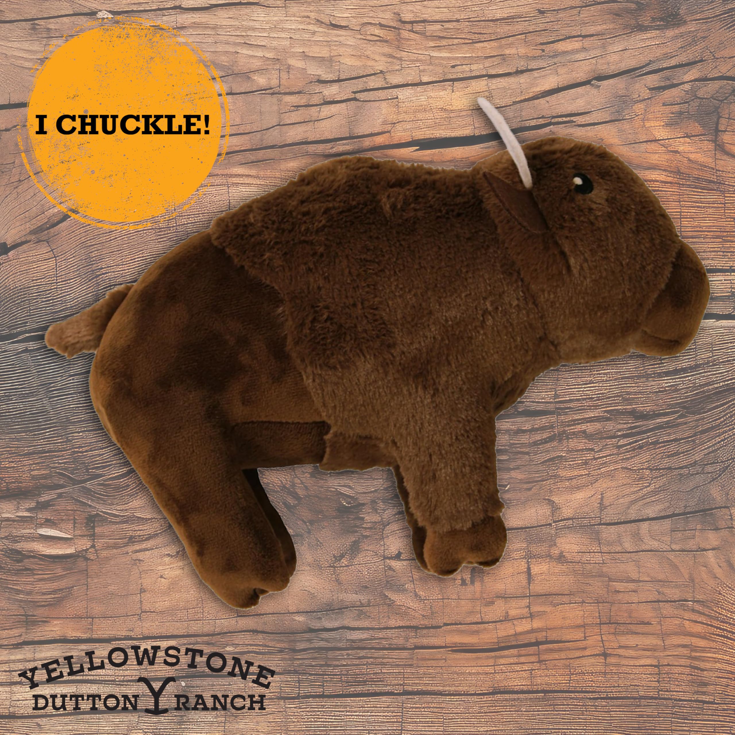 design LAB Yellowstone bison plush toy side profile for cuddle-friendly play.