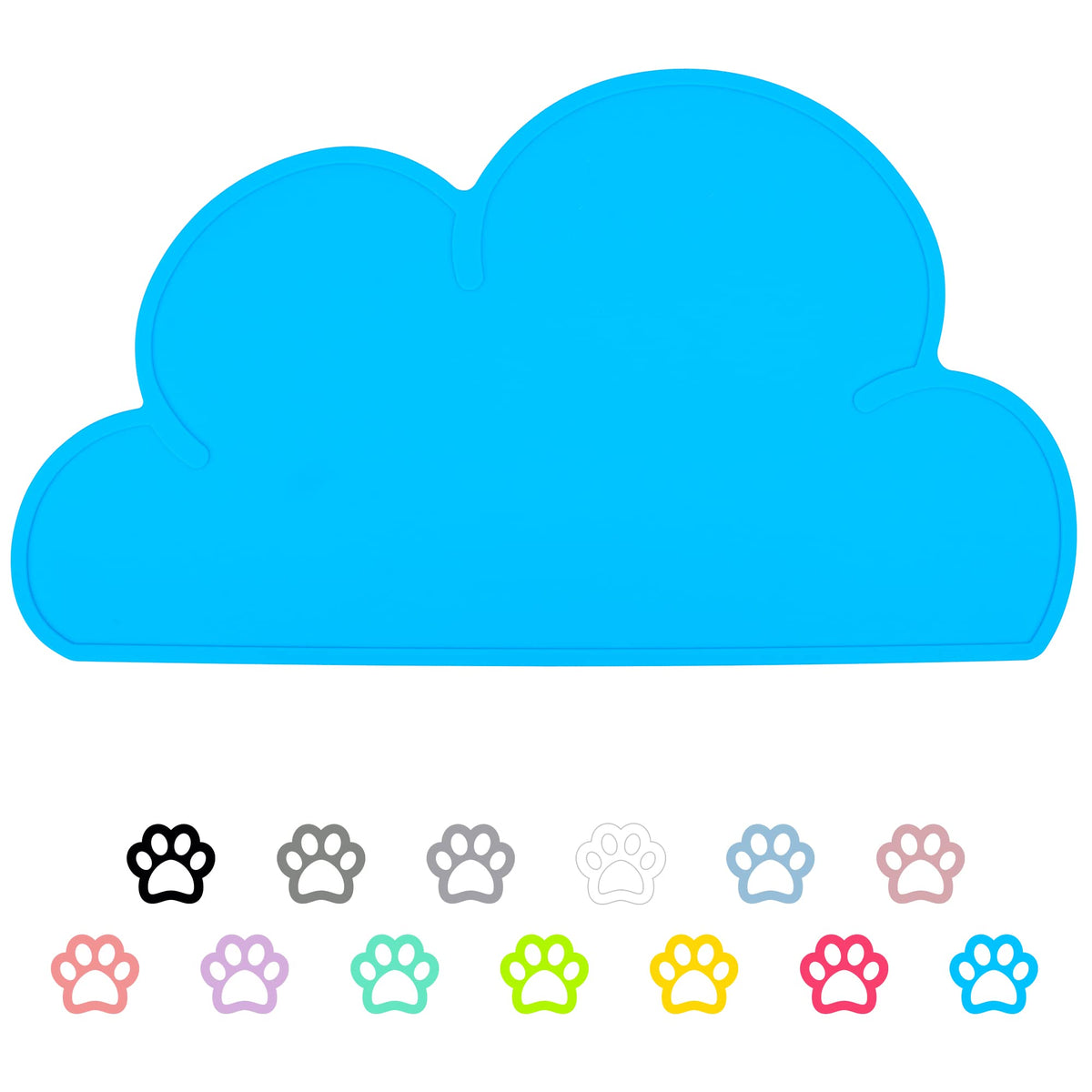 DesignSter light-blue pet food mat with anti-slip surface for stable bowls.