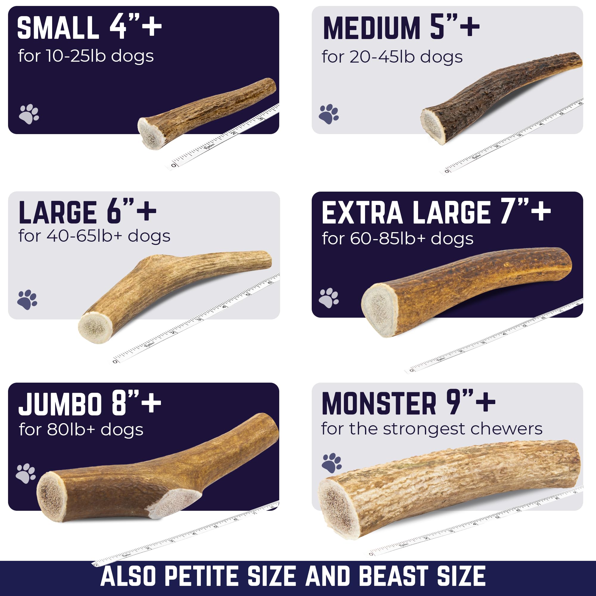 Devil Dog Elk Antler For All Sizes suitable for small, medium, and large dogs.