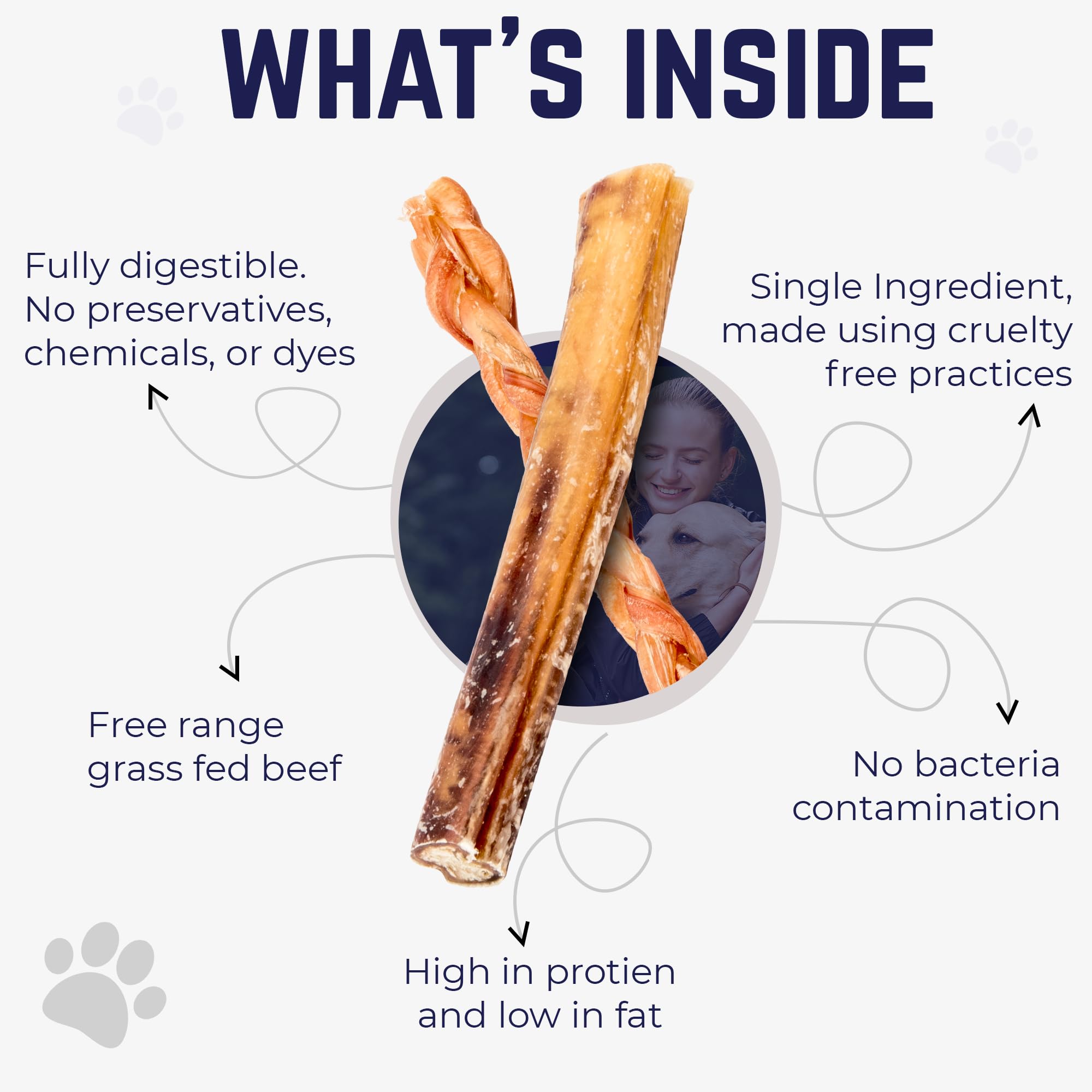 Devil Dog Jumbo Bully Sticks 12inch pack supports dental health with a natural abrasive surface.
