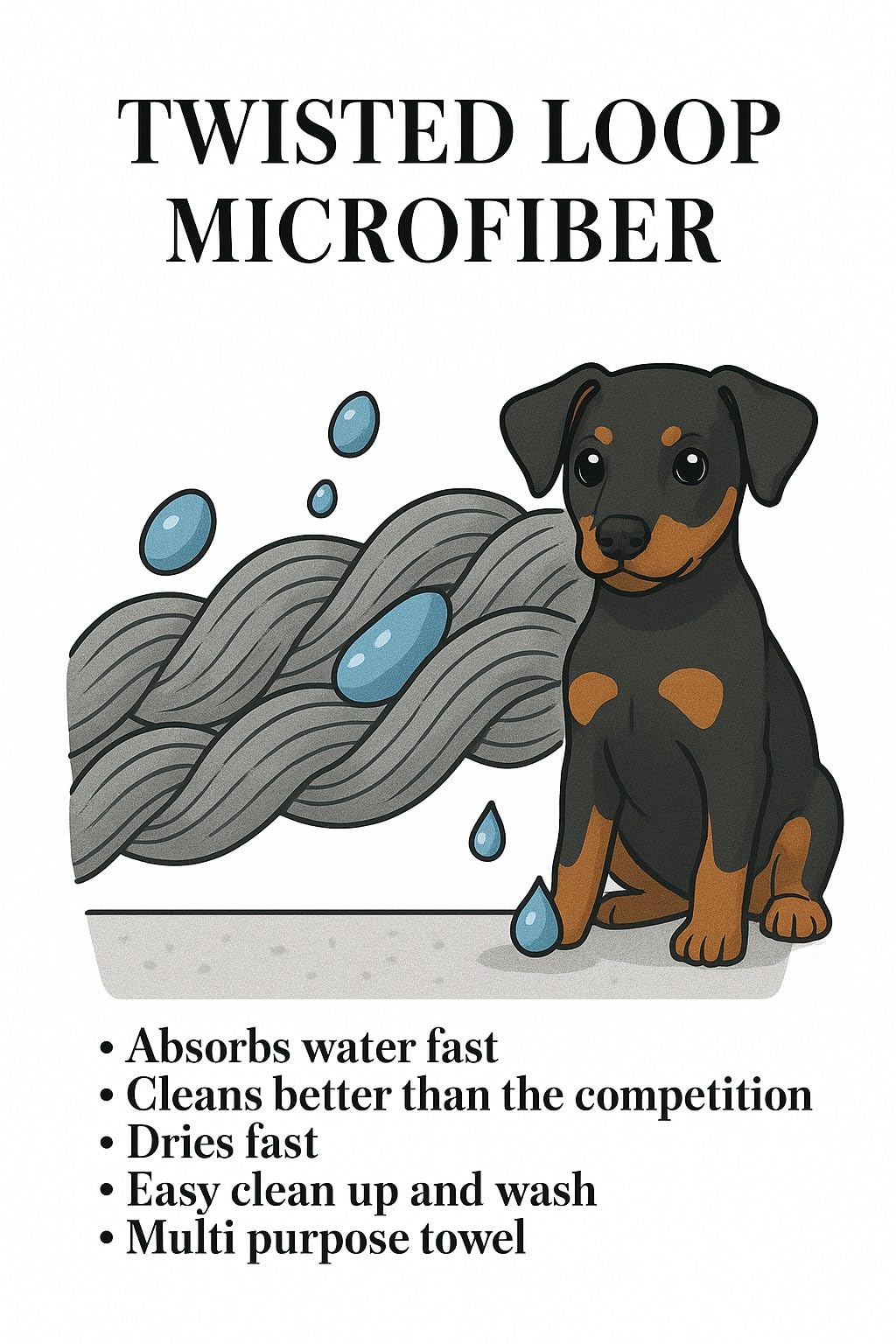 Devil Dog Microfiber eco-friendly reusable towel, a sustainable choice for pets