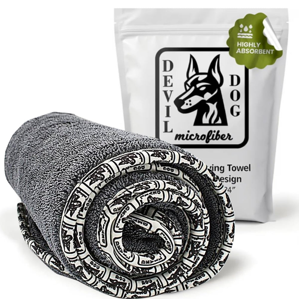 Devil Dog Microfiber premium drying towel, small 16x24, absorbs quickly for bath-time dog drying