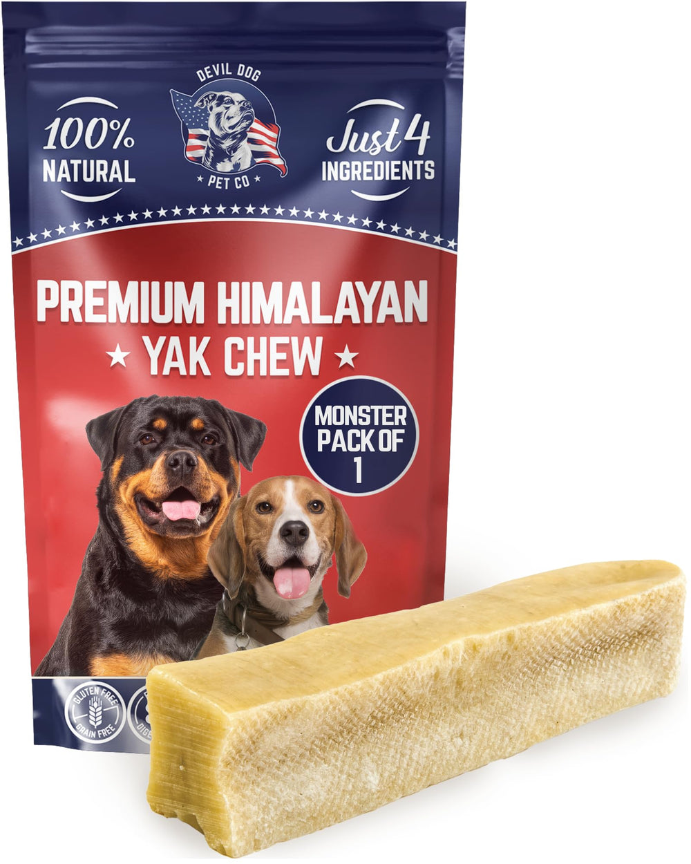 Devil Dog Pet Co Monster yak chew close-up showing rugged texture for long-lasting chew.