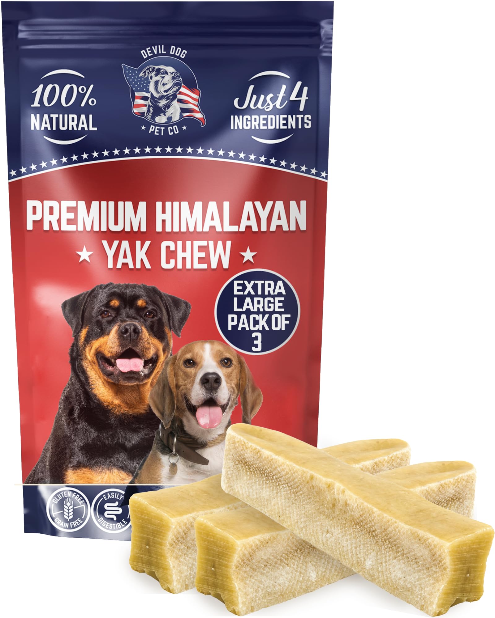 Devil Dog Pet Co Himalayan yak cheese dog chews extralarge three-pack for long-lasting play