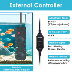 Devopet 50W heater with digital display shows real-time temperature for precision.