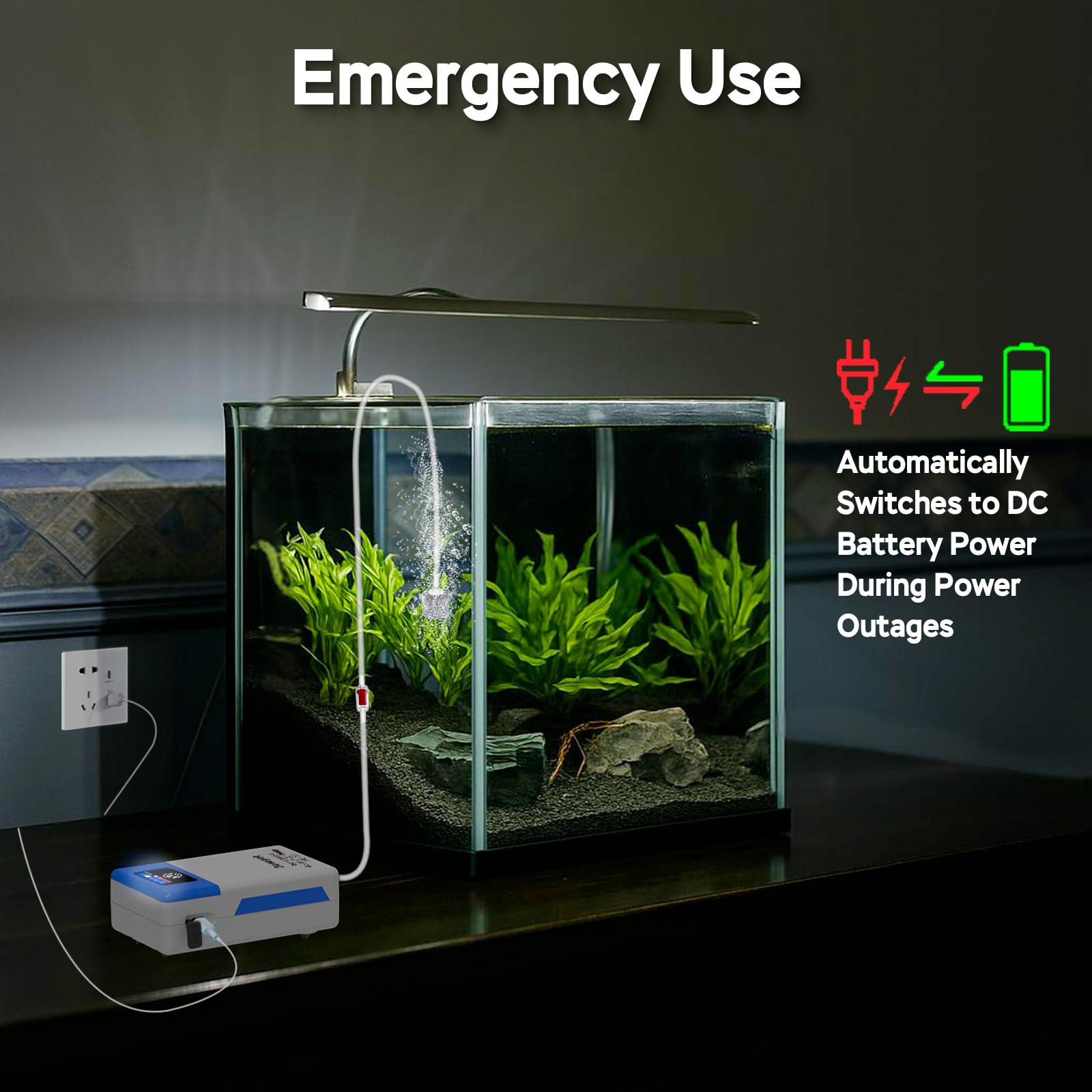 Devopet aeration kit contents including air stone tubing valve and USB-C cord