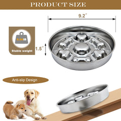 DEWVIE slow feeder bowl back view with snack-side option for treats between meals