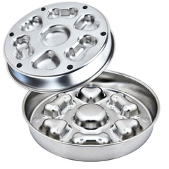 DEWVIE slow feeder bowl front view shows heart and bones design for calmer meals