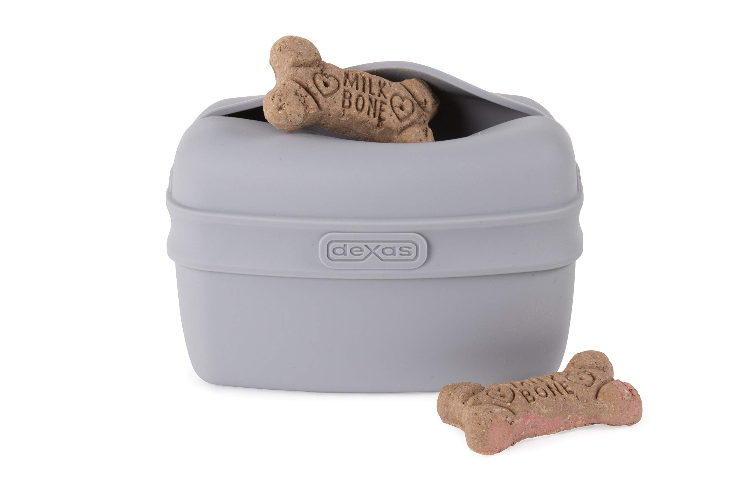 Dexas Pooch Pouch on-belt clip for hands-free training sessions.