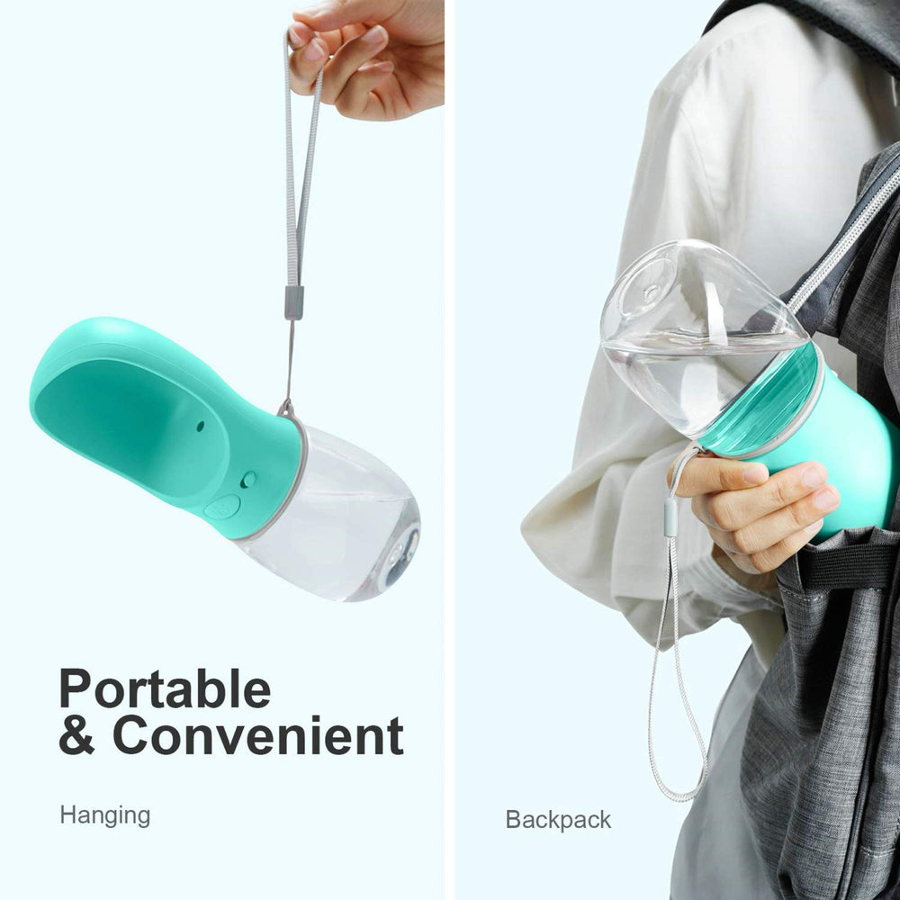 DEYACE 12oz teal dog bottle design ideal for compact backpacks.