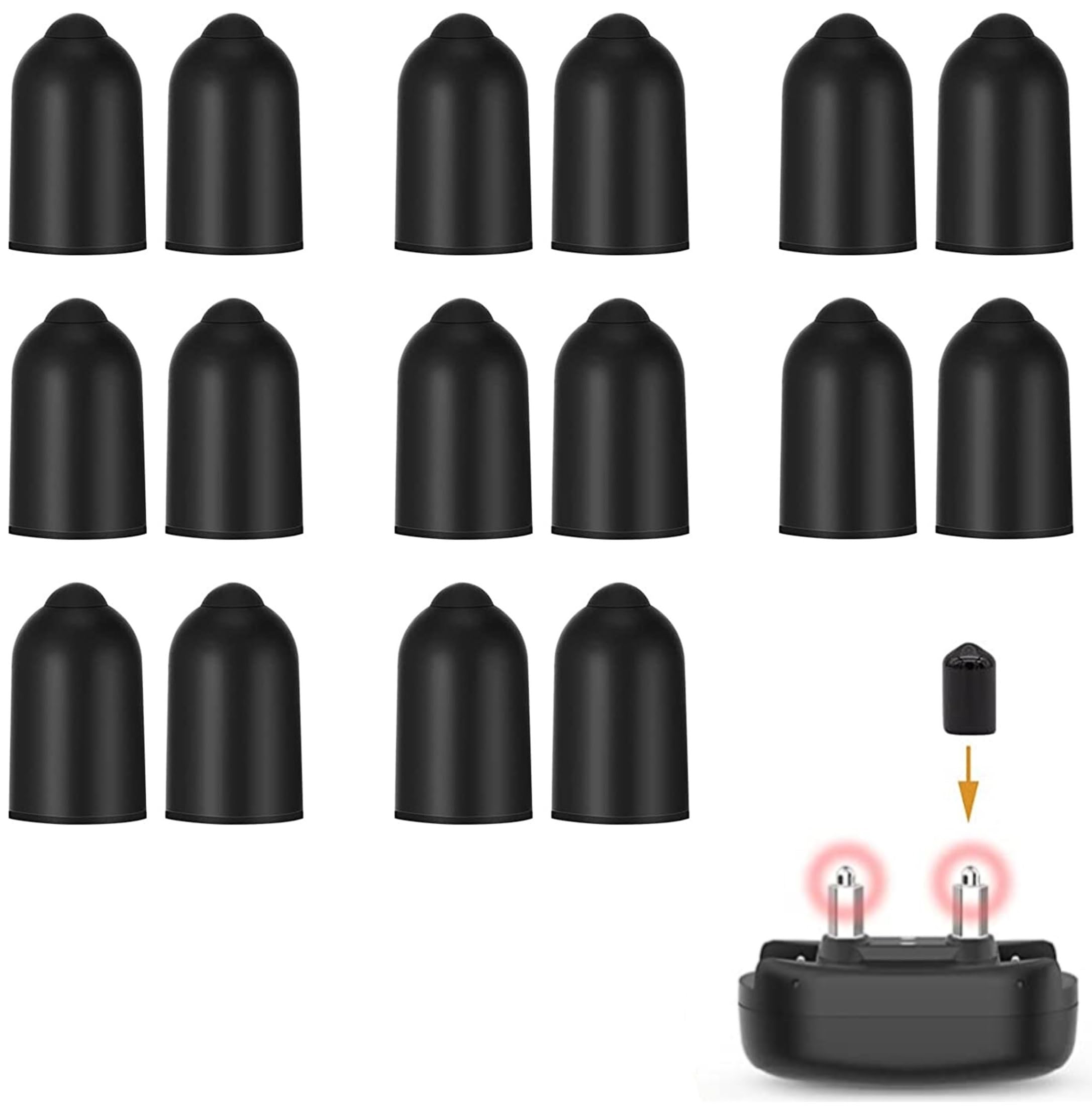 DEYACE dog shock collar rubber tip 13mm view shows safe skin protection during training