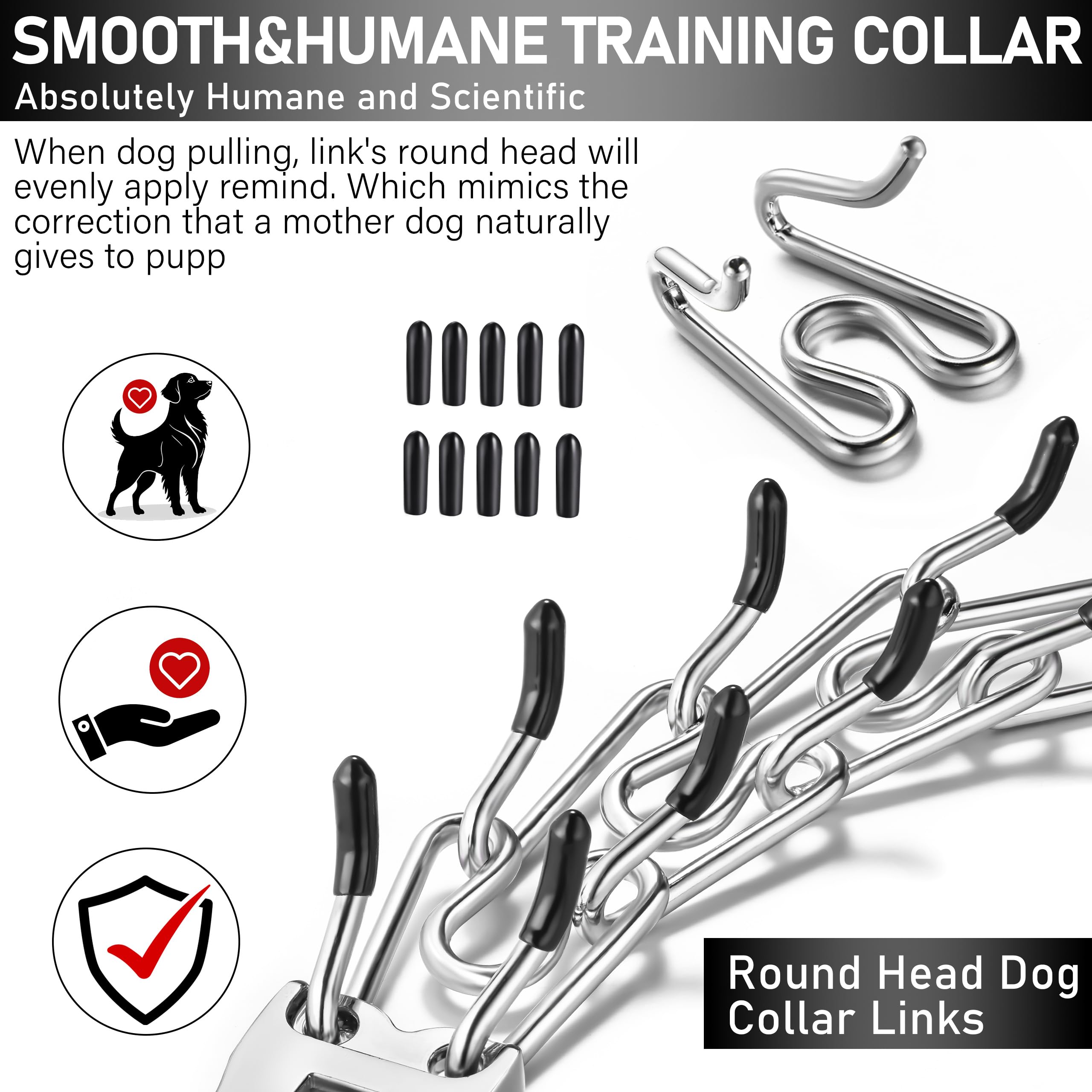 DEYACE no-pull collar with rubber caps provides gentler correction during walks.
