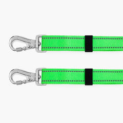 DF Co leash splitter highlights reflective webbing for safer night walks