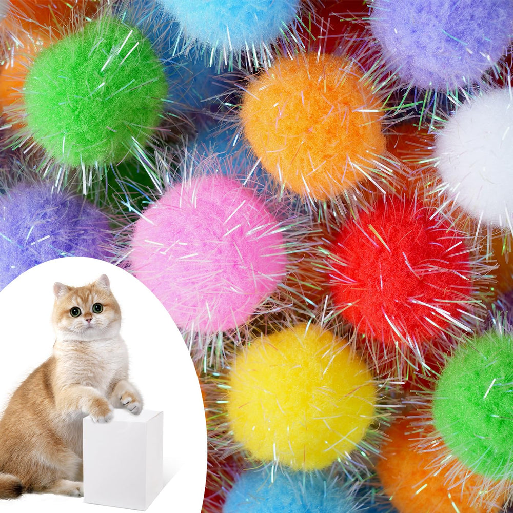 DF DUALFERV cat pom pom balls—60-piece pack, vibrant colors for engaging play and exercise