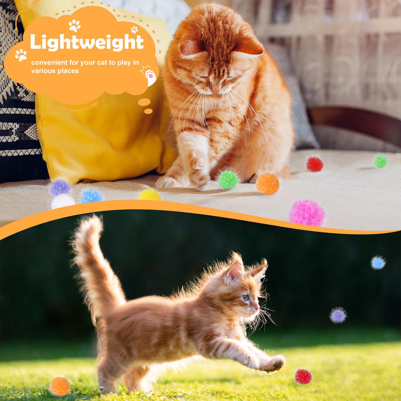 DF DUALFERV pom pom balls for DIY crafts and cat-friendly decor