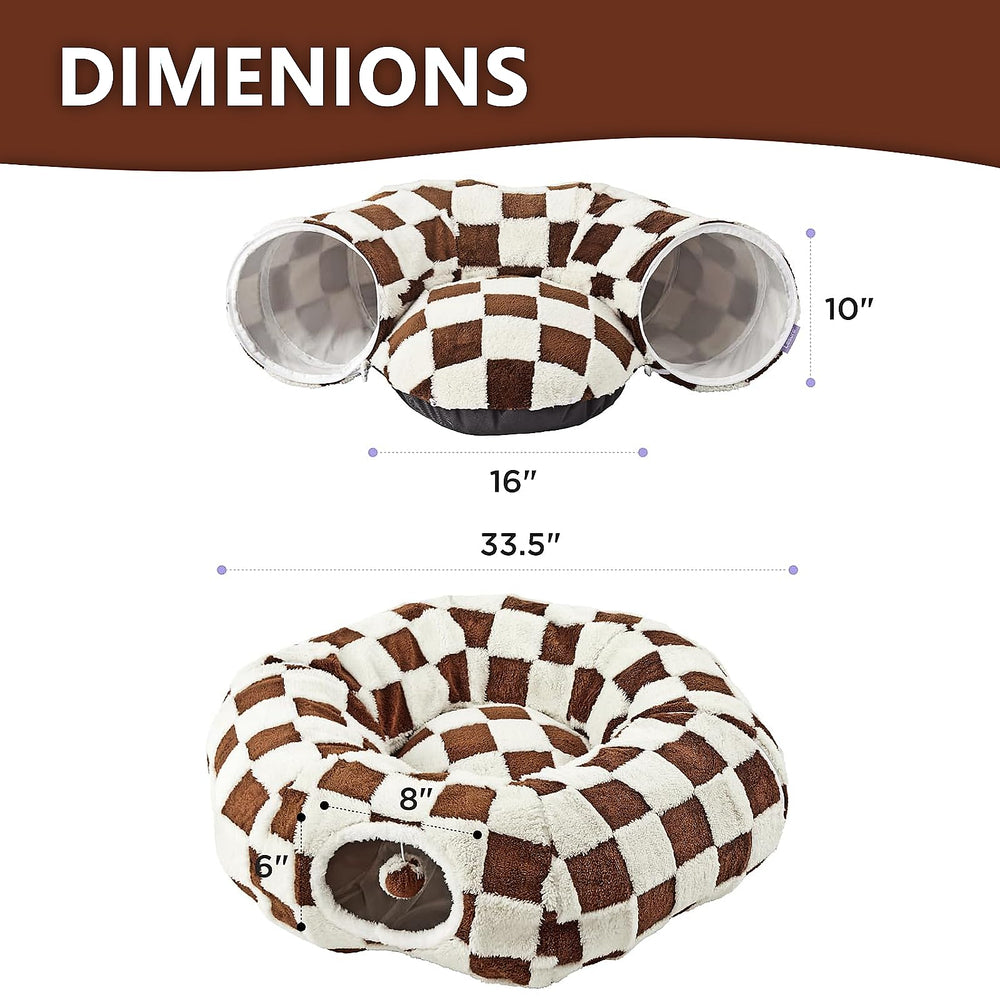 DFENGDF cat tunnel bed shows interactive toy balls for playtime