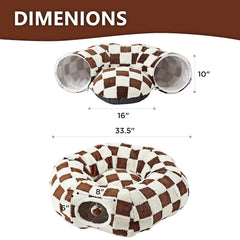 DFENGDF cat tunnel bed shows interactive toy balls for playtime