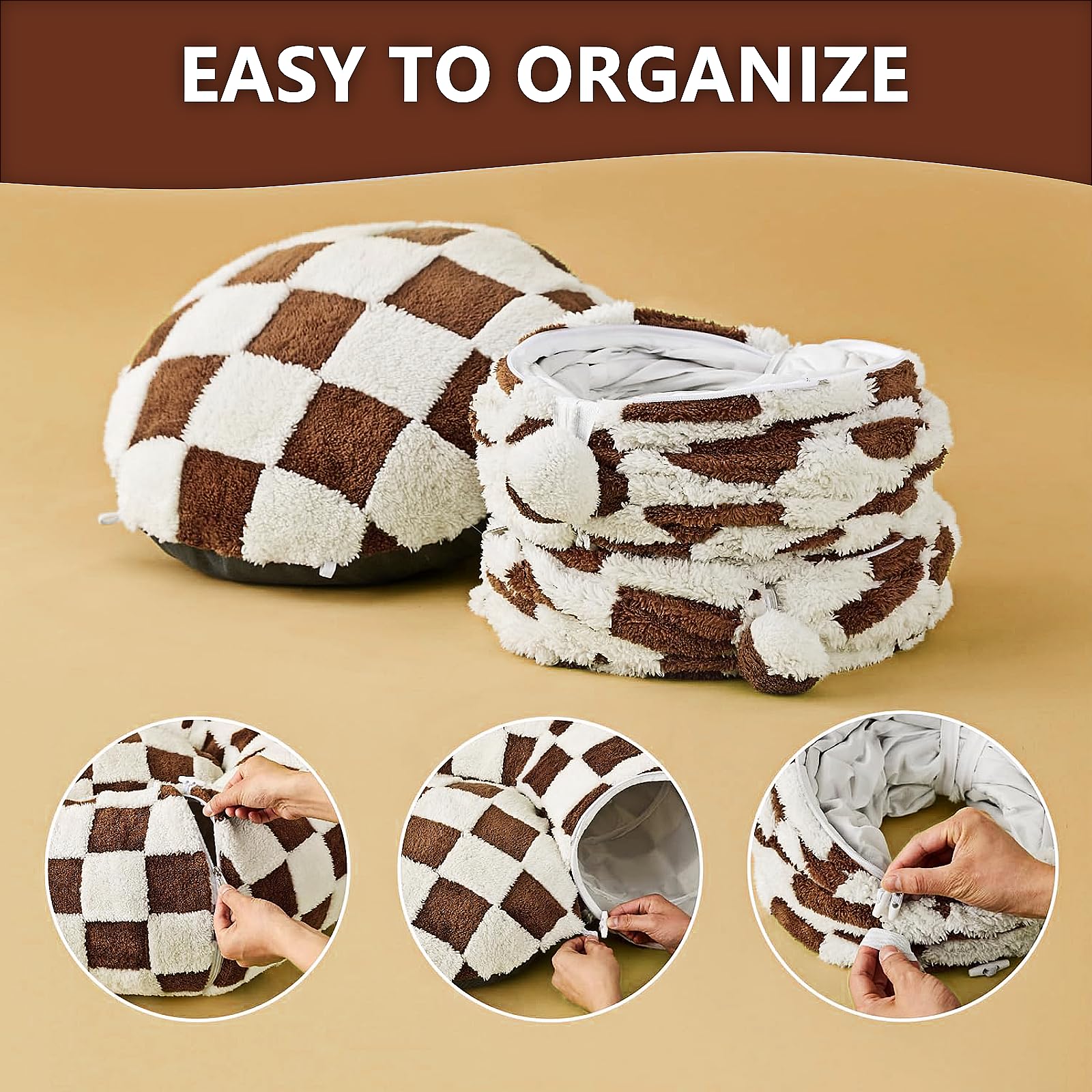 DFENGDF plaid-design cat hideaway blends with home decor