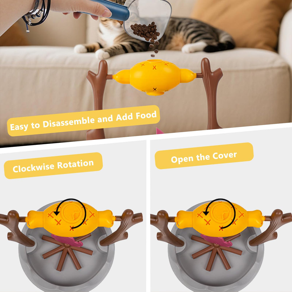 DFQ Cat BBQ Toy adjustable difficulty settings customize feeding and play.