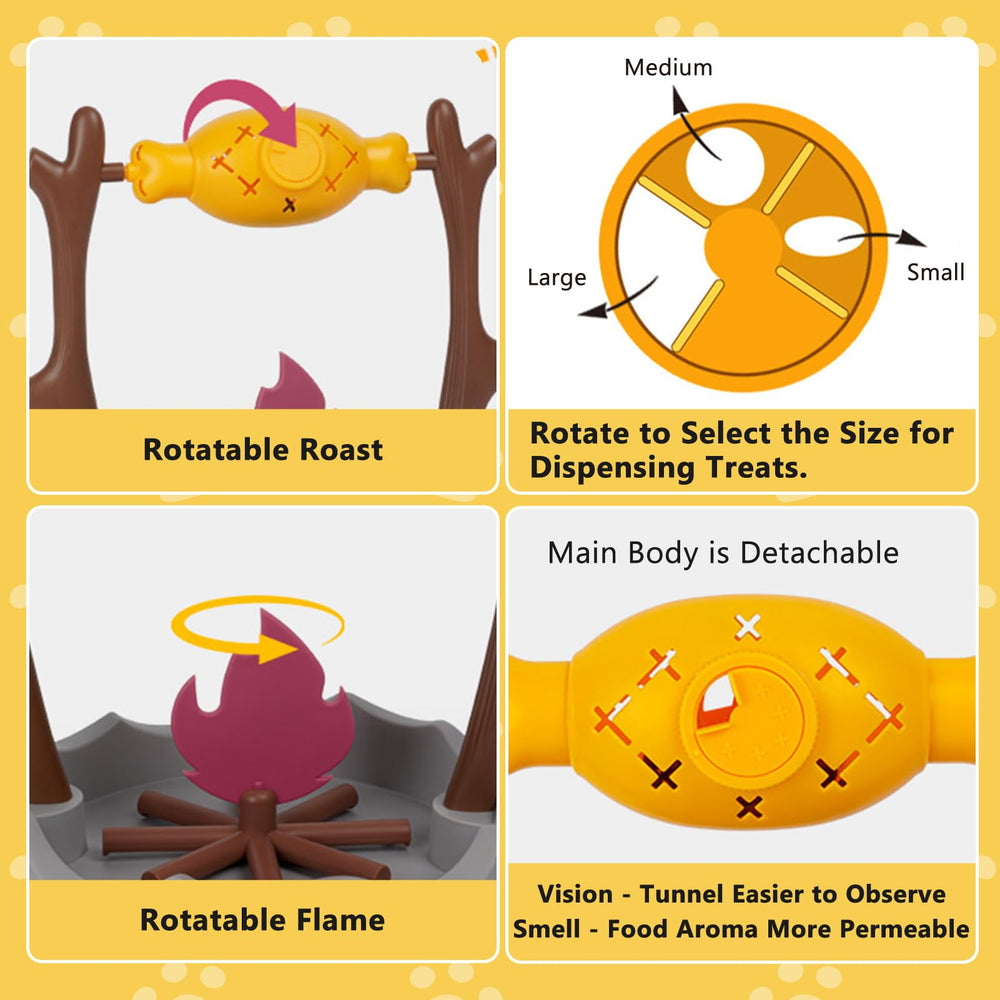 DFQ Cat BBQ Toy rotating grill mechanism engages cats with dynamic play.