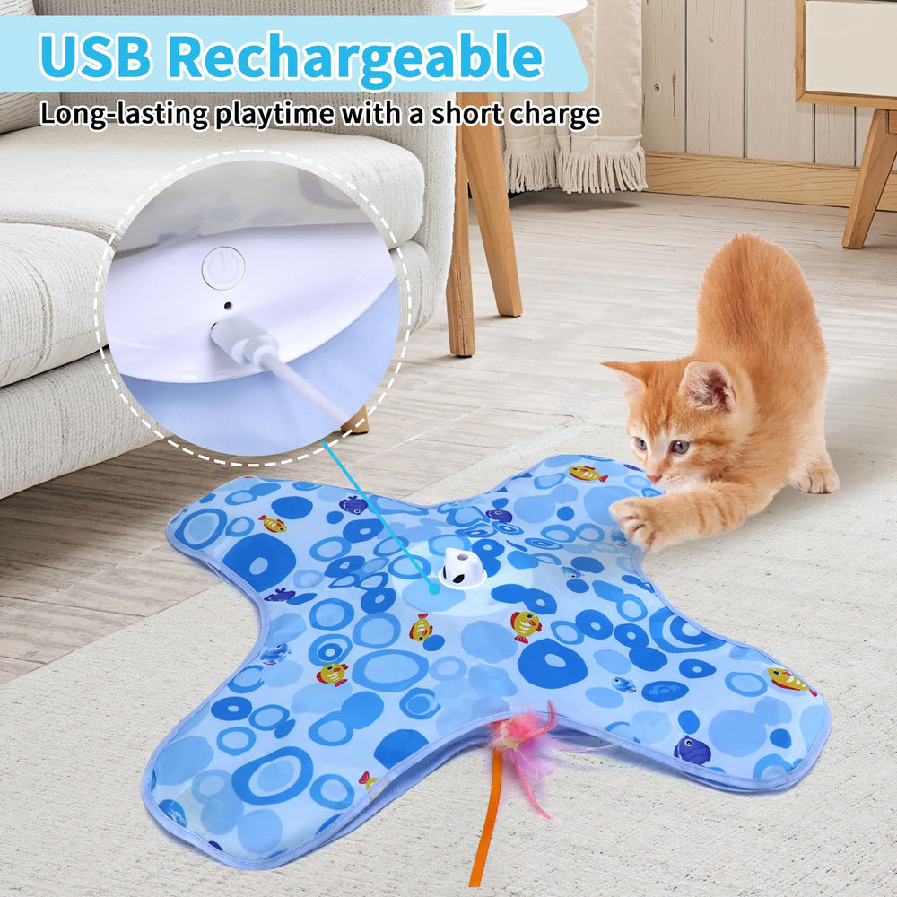 DFQ Interactive Cat Toy blue battery port supports long solo sessions.