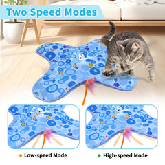 DFQ Interactive Cat Toy blue feather movement demonstrates ambush-style entertainment.