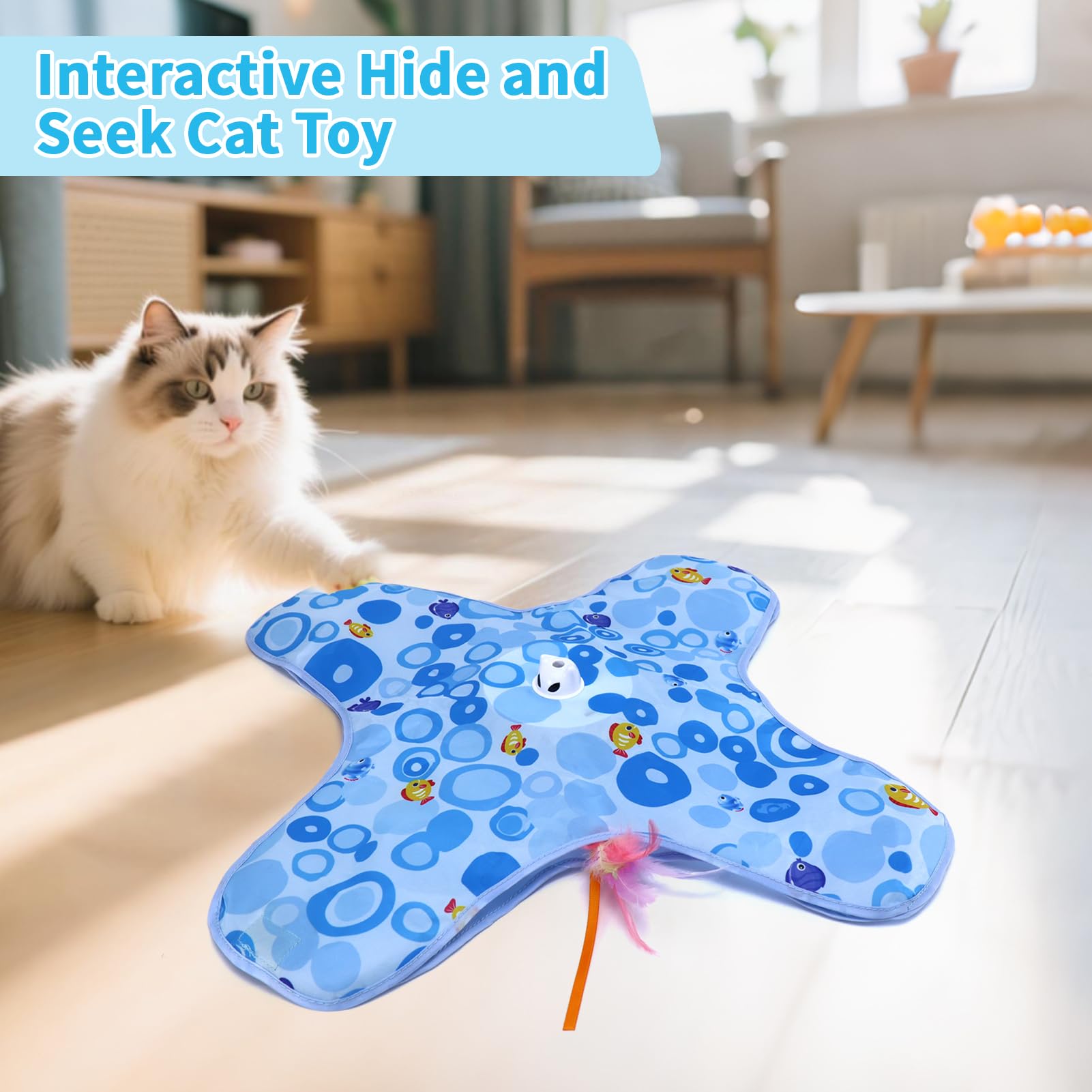 DFQ Interactive Cat Toy blue mode switch highlights fast and slow play options.