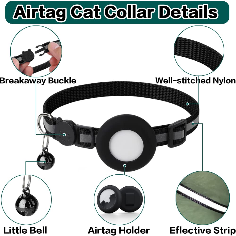 Dgerp Airtag Cat Collar Blue comfortable nylon closeup, gentle on fur and neck.