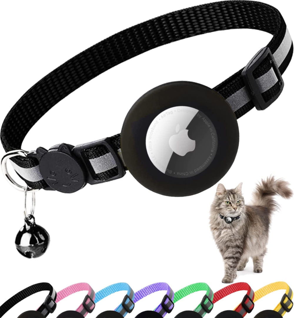 Dgerp Airtag Cat Collar Breakaway with black buckle, offering secure outdoor safety.