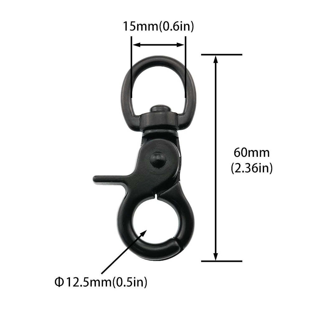 DGHAOP snap-hook black electrophoresis 60mm for cage, door, and rope securing.