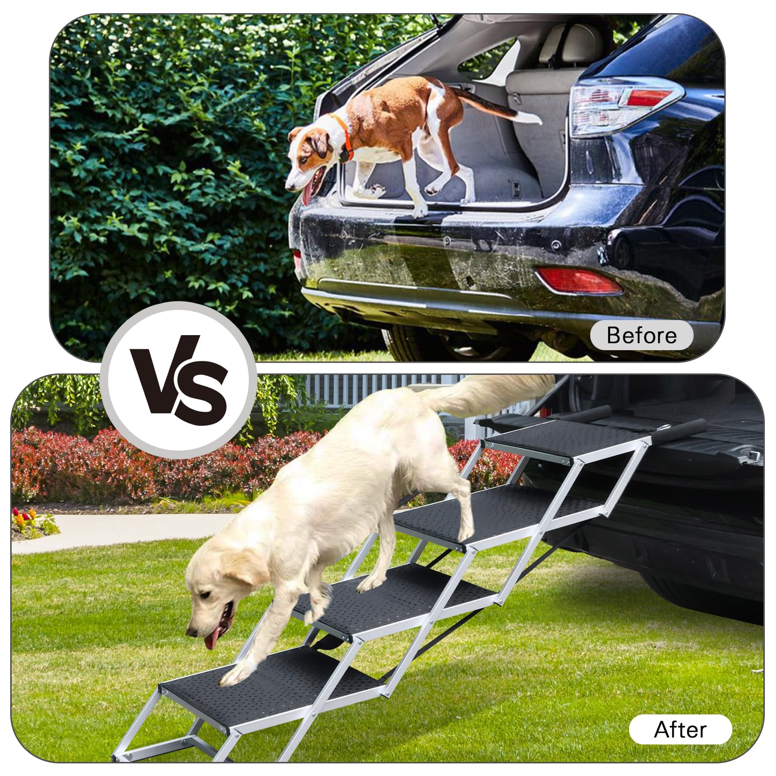 DGSL dog ramp bottom mat prevents sliding on slick surfaces.
