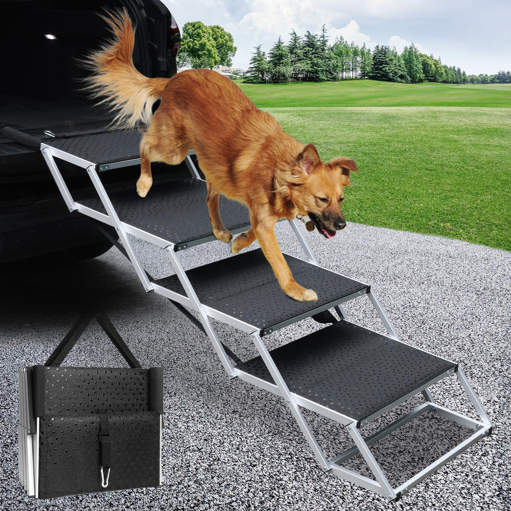 DGSL dog ramp for car with 4-step aluminum design offering stability.