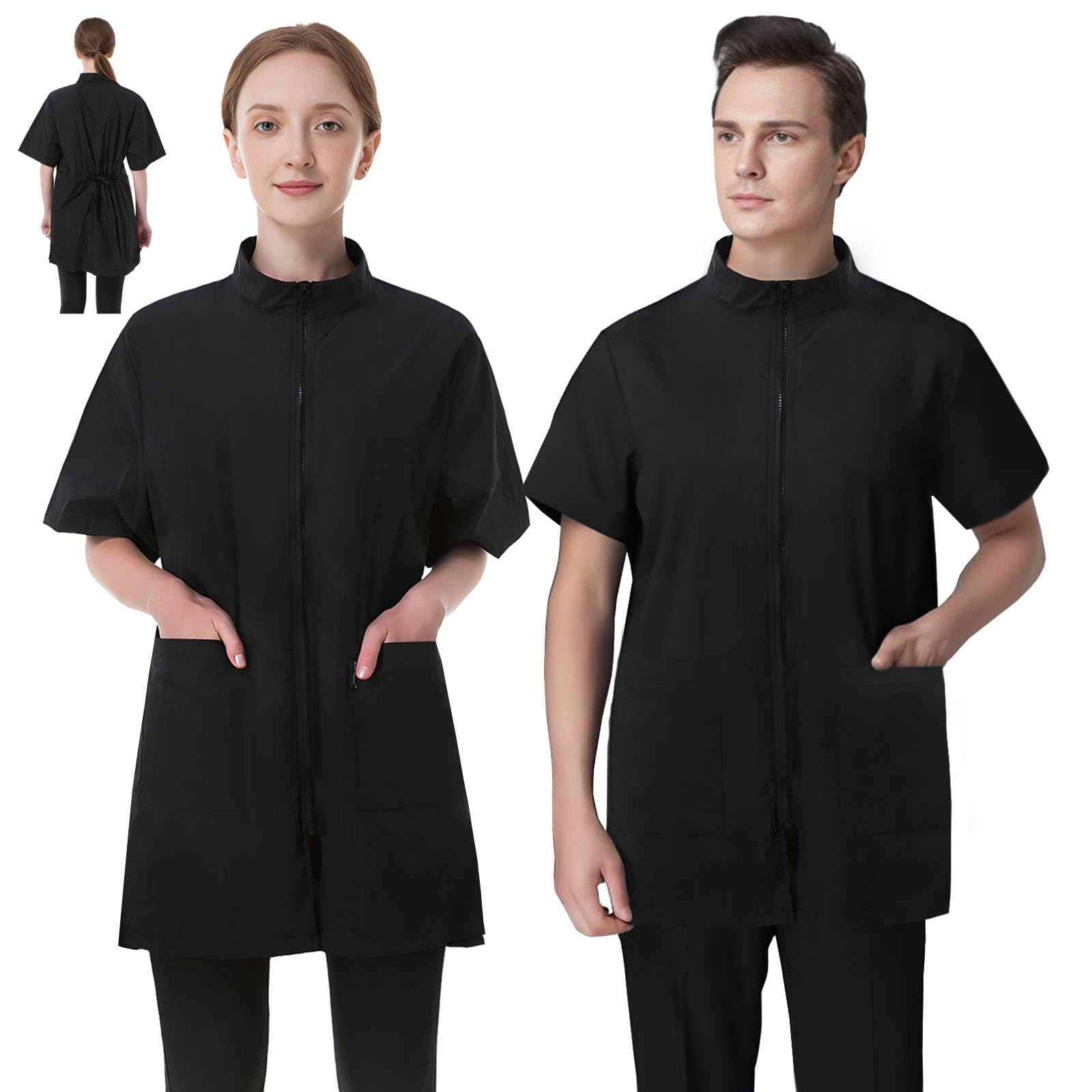 DHXYZZB pet grooming workwear front view with full zipper for quick on/off and full coverage.