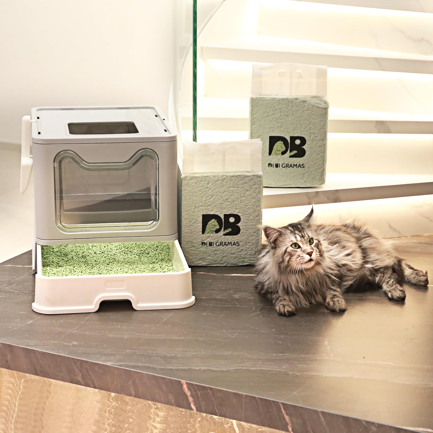 DI BI GRAMAS green tea label signals natural scent.