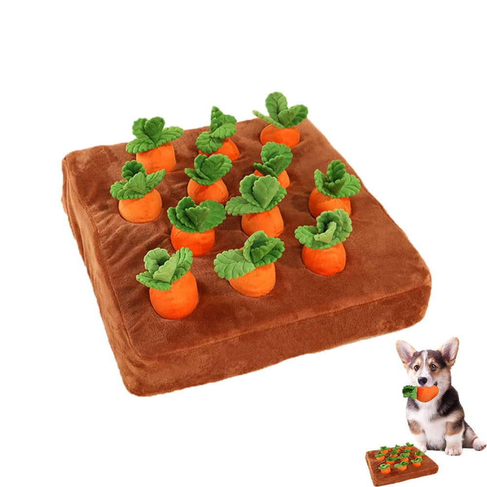 DIYGIFF Carrot Dog Toy set showing 12 plush carrots for interactive nosework play