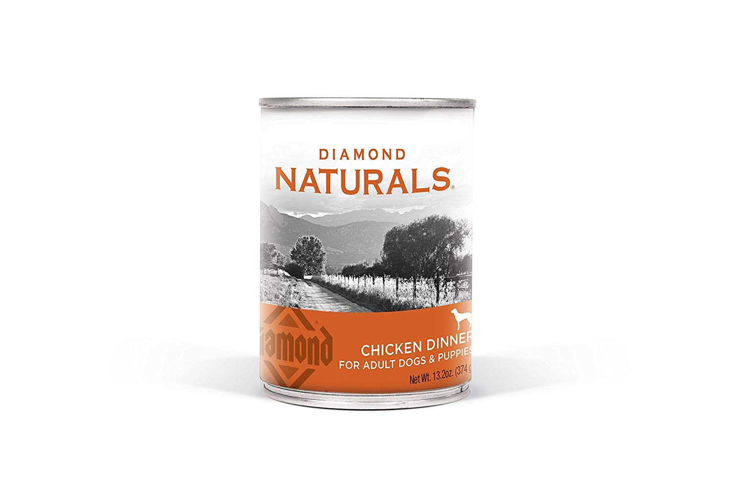 Diamond Naturals Chicken Dinner Can Dog label highlights real chicken quality