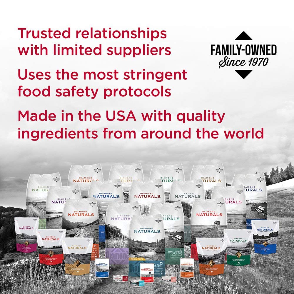 Diamond Naturals Chicken Dinner Can Dog serving with multiple dogs implies sharing a complete meal