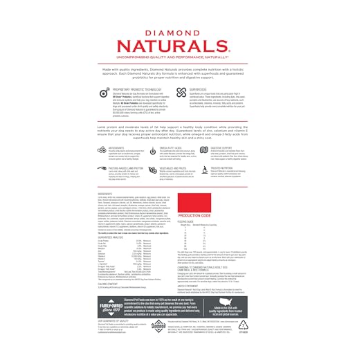Diamond Naturals dog eating lamb meal to fuel daily activity.