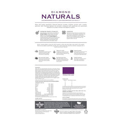 Diamond Naturals chicken and rice formula bag, protein from real chicken supports active small dogs.