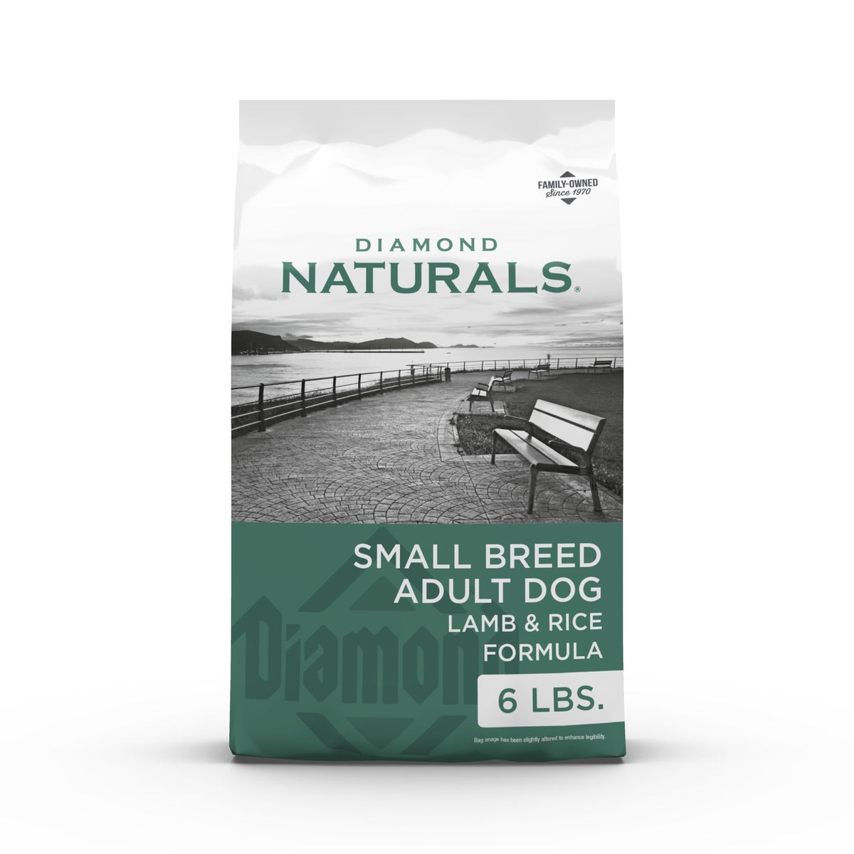 Diamond Naturals small breed lamb and rice kibble in a bowl, easy to chew.