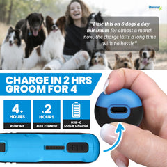 Diamondg cordless dog nail grinder at five adjustable speeds for nails
